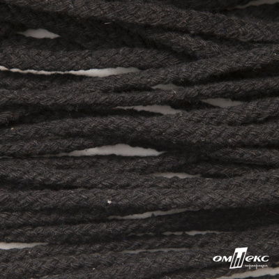 Шнур плетеный d-6 мм круглый, 70% хлопок 30% полиэстер, уп.90+/-1 м, цв.1078-черный - купить в Великих Луках. Цена: 588 руб.