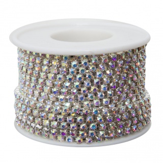 Цепь со стразами SS12 (упак 10 ярд) цв AB SILVER (1)
