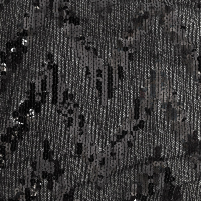 Трикотажное полотно с пайетками, шир.130 см, #311-бахрома чёрная - купить в Великих Луках. Цена 1 183.35 руб.