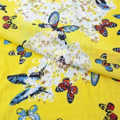 Плательная ткань "Софи" 7.2, 75 гр/м2, шир.150 см, принт бабочки - купить в Великих Луках. Цена 241.49 руб.