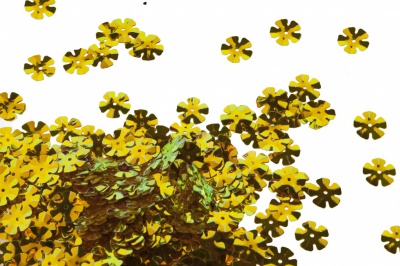 Пайетки "ОмТекс" россыпью,DOUBLE SIDED GOLD,цветок 14 мм/упак.50 гр, цв. 0460-золото - купить в Великих Луках. Цена: 80.93 руб.