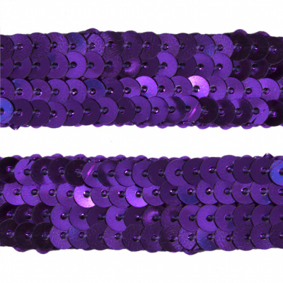 Тесьма с пайетками 12, шир. 20 мм/уп. 25+/-1 м, цвет фиолет - купить в Великих Луках. Цена: 778.19 руб.