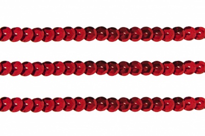 Пайетки "ОмТекс" на нитях, SILVER-BASE, 6 мм С / упак.73+/-1м, цв. 3 - красный - купить в Великих Луках. Цена: 468.37 руб.
