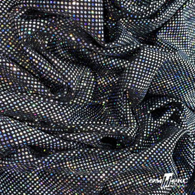 Трикотажное полотно голограмма, шир.140 см, #601-хамелеон чёрный - купить в Великих Луках. Цена 452.76 руб.