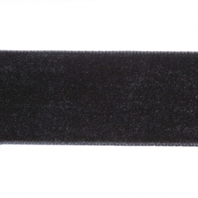 Лента бархатная нейлон, шир.25 мм, (упак. 45,7м), цв.03-черный - купить в Великих Луках. Цена: 800.84 руб.