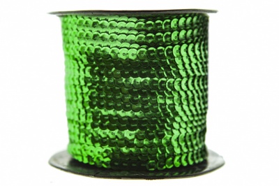 Пайетки "ОмТекс" на нитях, SILVER-BASE, 6 мм С / упак.73+/-1м, цв. 4 - зеленый - купить в Великих Луках. Цена: 484.77 руб.