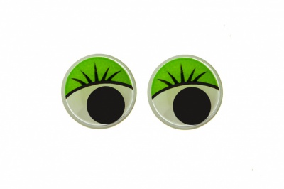 Глазки для игрушек, круглые, с бегающими зрачками, 12 мм/упак.50+/-2 шт, цв. -зеленый - купить в Великих Луках. Цена: 95.04 руб.