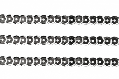 Пайетки "ОмТекс" на нитях, SILVER-BASE, 6 мм С / упак.73+/-1м, цв. 1 - серебро - купить в Великих Луках. Цена: 468.37 руб.