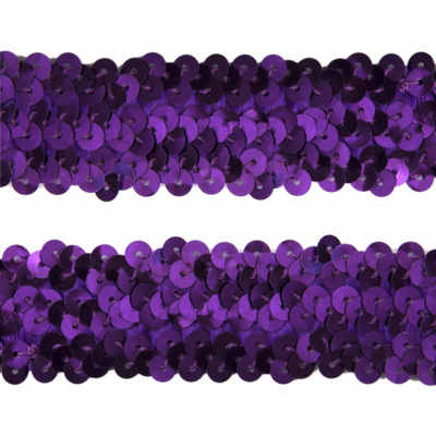 Тесьма с пайетками 12, шир. 30 мм/уп. 25+/-1 м, цвет фиолет - купить в Великих Луках. Цена: 1 098.48 руб.
