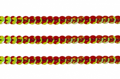 Пайетки "ОмТекс" на нитях, CREAM, 6 мм С / упак.73+/-1м, цв. 96 - красный - купить в Великих Луках. Цена: 484.77 руб.