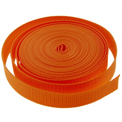Стропа текстильная, шир. 25 мм (в нам. 50+/-1 ярд), цвет оранжевый - купить в Великих Луках. Цена: 409.94 руб.