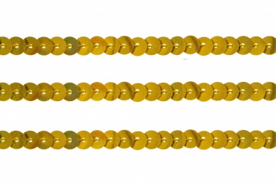 Пайетки "ОмТекс" на нитях, SILVER SHINING, 6 мм F / упак.91+/-1м, цв. 48 - золото - купить в Великих Луках. Цена: 356.19 руб.