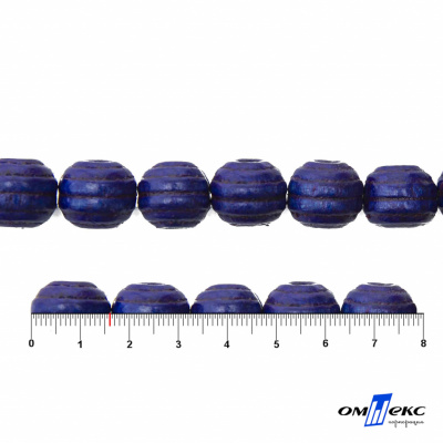 0309-Бусины деревянные "ОмТекс", 16 мм, упак.50+/-3шт, цв.006-синий - купить в Великих Луках. Цена: 62.22 руб.